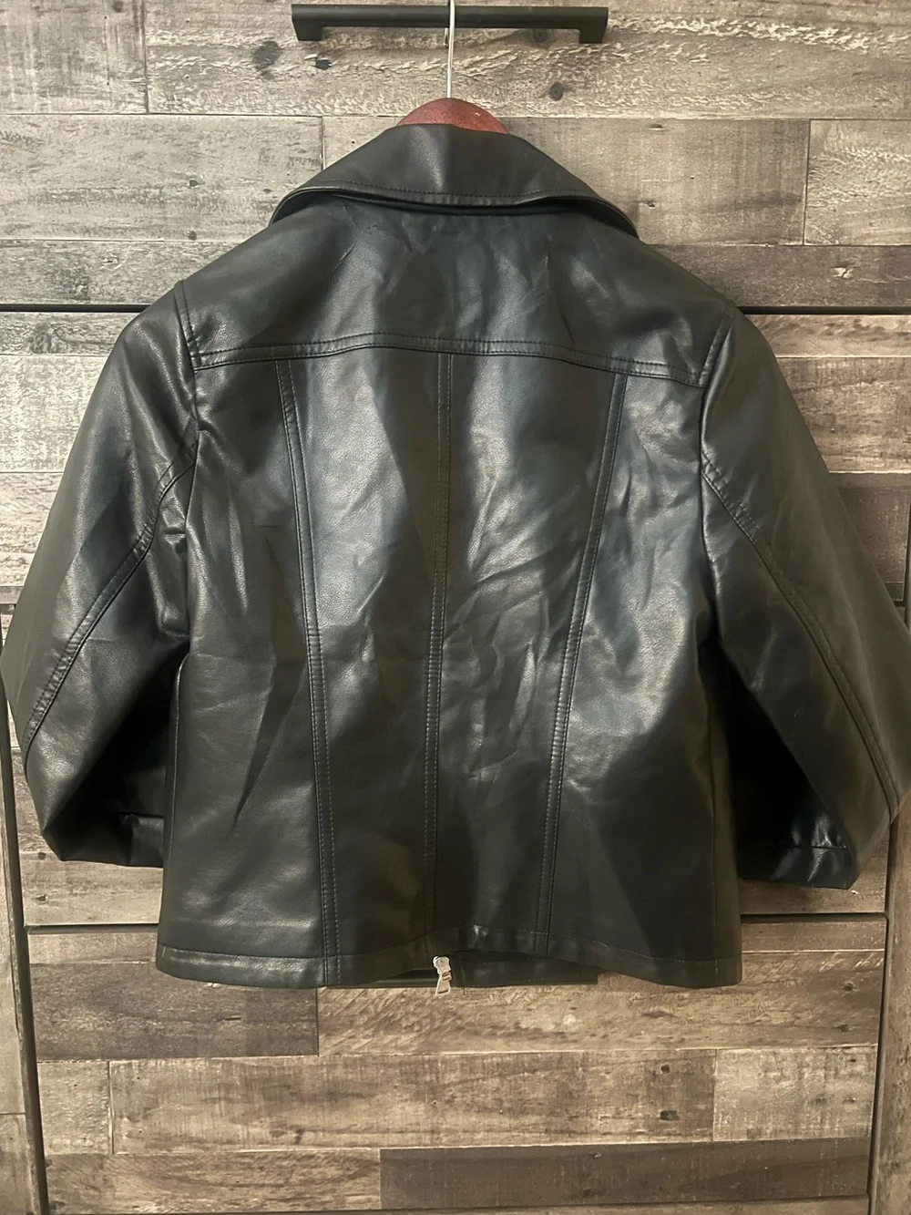 Black Express Faux Leather cropped moto jacket size XS
